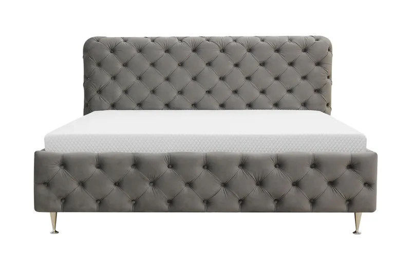 Chesterfield Sänkypaketti Sängynrunko ja Patja 160x200 cm, Harmaa