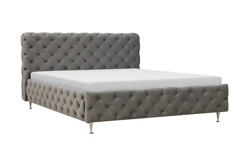 Chesterfield Sänkypaketti Sängynrunko ja Patja 160x200 cm - Harmaa - Huonekalut - Sänky - Runkopatjasängyt