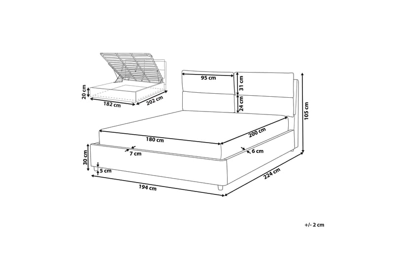 Daxxon Sänkykehys 180x200 cm - Beige - Huonekalut - Sänky - Sänkykehikot & sängynrungot