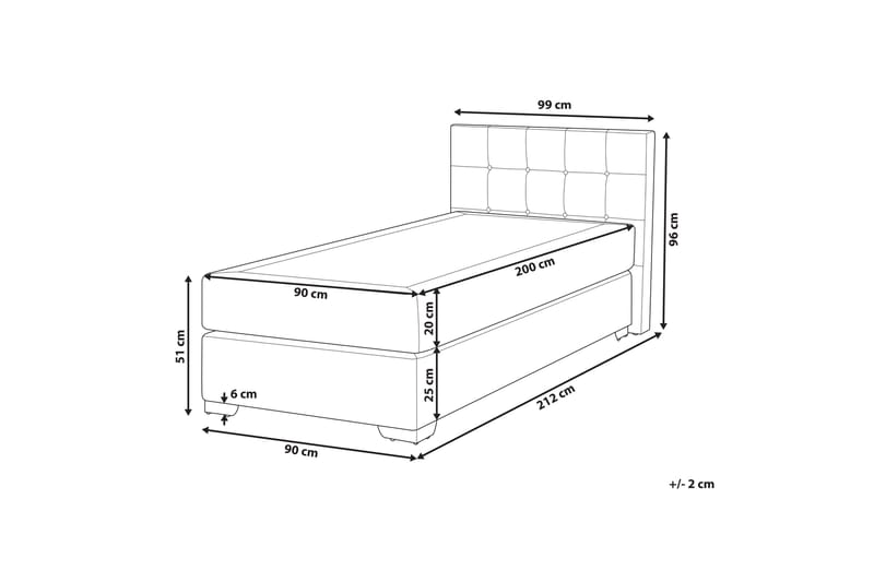 Denae Jenkkisänky 90x200 cm - Harmaa/Hopea - Huonekalut - Sänky - Yhden hengen sängyt