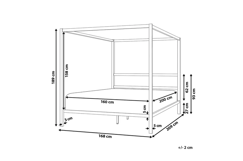 Denaya Pylvässänky 160x200 cm - Musta - Huonekalut - Sänky - Katossängyt