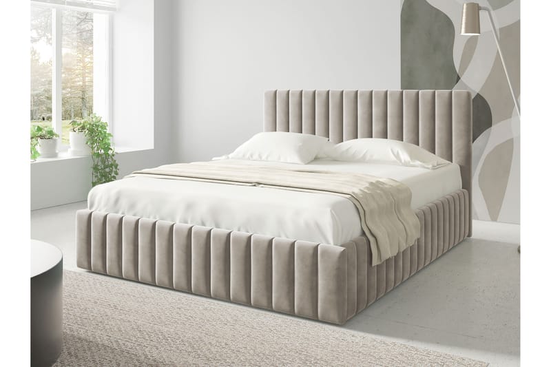Desio Säilytyssänky 160x200 cm - Beige - Huonekalut - Sänky - Sängyt säilytystilalla