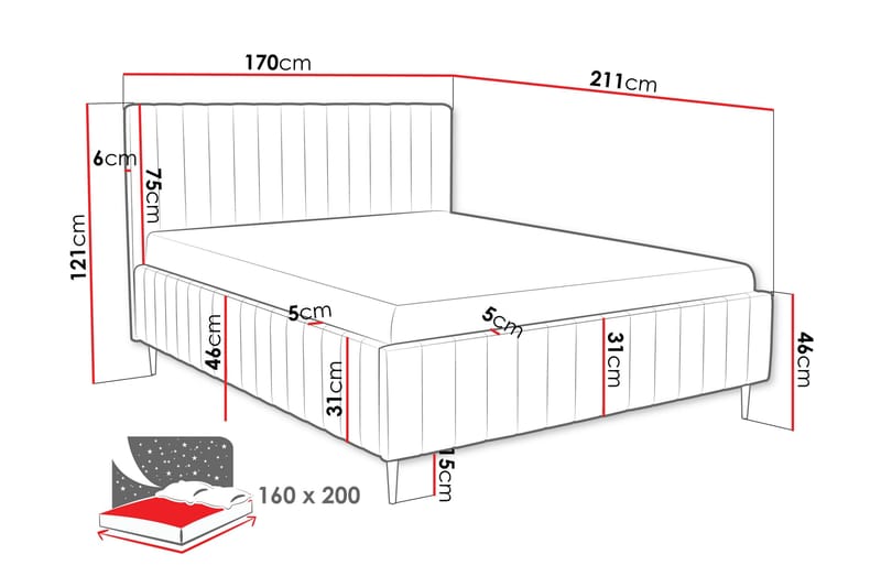 Desio Säilytyssänky 160x200 cm - Vaaleanpunainen - Huonekalut - Sänky - Sänkykehikot & sängynrungot