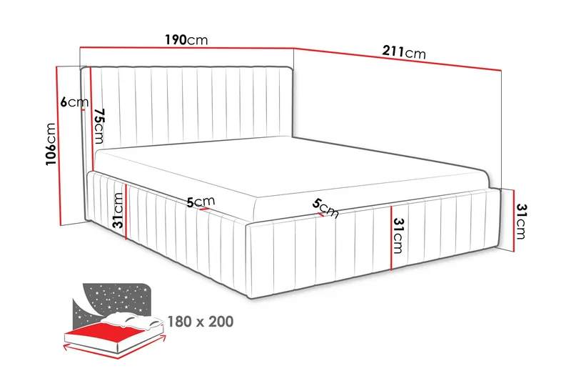 Desio Säilytyssänky 180x200 cm - Beige - Huonekalut - Sänky - Sänkykehikot & sängynrungot
