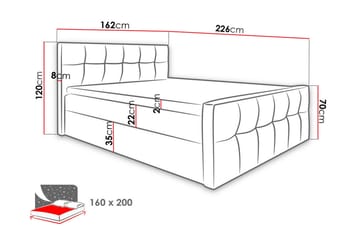 Doncaster sängpaketti kontinentalsänky 160x200 cm - Punainen - Huonekalut - Sänky - Sängyt säilytystilalla