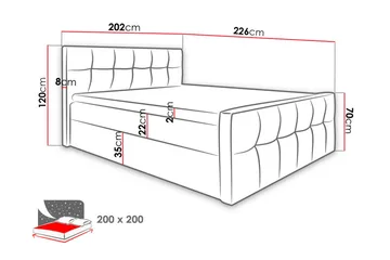 Doncaster Sängpaketti Kontinentalsänky 200x200 cm - Punainen - Huonekalut - Sänky - Sängyt säilytystilalla