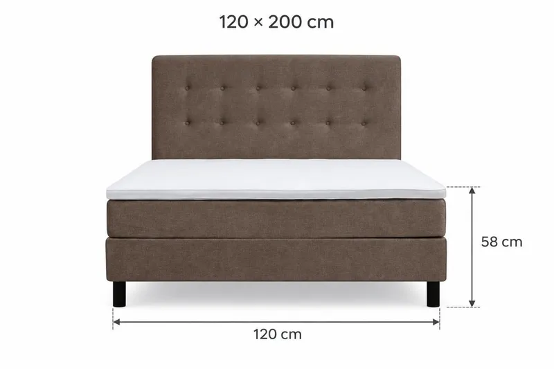 Dream täydellinen sänkypaketti 120x200 cm Nappikoristelu - Ruskea - Huonekalut - Sänky - Jenkkisängyt