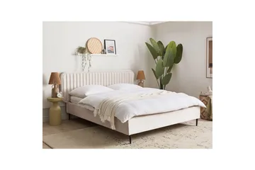 Dubbelsäng Beliani Brin med lamellram Beige-Svart, 140x200 cm Beige 160x200 - Huonekalut - Sänky - Sänkykehikot & sängynrungot