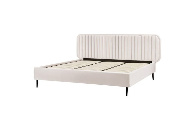Dubbelsäng Beliani Brin med lamellram Beige-Svart, 140x200 cm Beige 180x200 - Huonekalut - Sänky - Sänkykehikot & sängynrungot