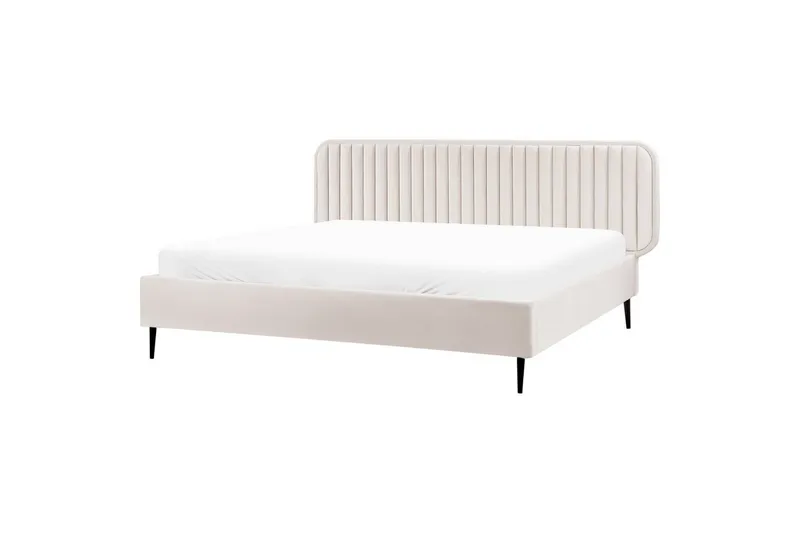 Dubbelsäng Beliani Brin med lamellram Beige-Svart, 140x200 cm Beige 180x200, undefined