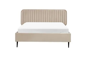 Dubbelsäng Beliani Brin med lamellram Beige-Svart, 140x200 cm Taupe 140x200 - Huonekalut - Sänky - Sänkykehikot & sängynrungot
