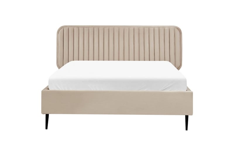 Dubbelsäng Beliani Brin med lamellram Beige-Svart, 140x200 cm Taupe 140x200 - Huonekalut - Sänky - Sänkykehikot & sängynrungot