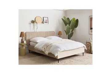 Dubbelsäng Beliani Brin med lamellram Beige-Svart, 140x200 cm Taupe 140x200 - Huonekalut - Sänky - Sänkykehikot & sängynrungot