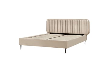 Dubbelsäng Beliani Brin med lamellram Beige-Svart, 140x200 cm Taupe 160x200 - Huonekalut - Sänky - Sänkykehikot & sängynrungot