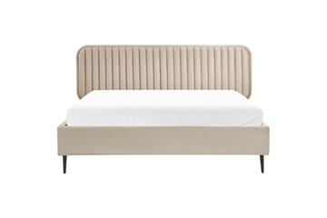 Dubbelsäng Beliani Brin med lamellram Beige-Svart, 140x200 cm Taupe 160x200 - Huonekalut - Sänky - Sänkykehikot & sängynrungot