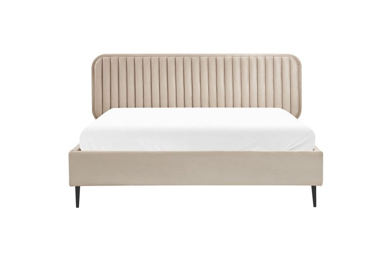 Dubbelsäng Beliani Brin med lamellram Beige-Svart, 140x200 cm Taupe 160x200 - Huonekalut - Sänky - Sänkykehikot & sängynrungot