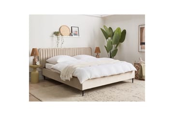 Dubbelsäng Beliani Brin med lamellram Beige-Svart, 140x200 cm Taupe 180x200 - Huonekalut - Sänky - Sänkykehikot & sängynrungot