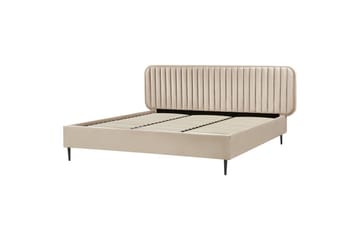 Dubbelsäng Beliani Brin med lamellram Beige-Svart, 140x200 cm Taupe 180x200 - Huonekalut - Sänky - Sänkykehikot & sängynrungot