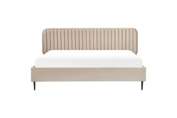 Dubbelsäng Beliani Brin med lamellram Beige-Svart, 140x200 cm Taupe 180x200 - Huonekalut - Sänky - Sänkykehikot & sängynrungot