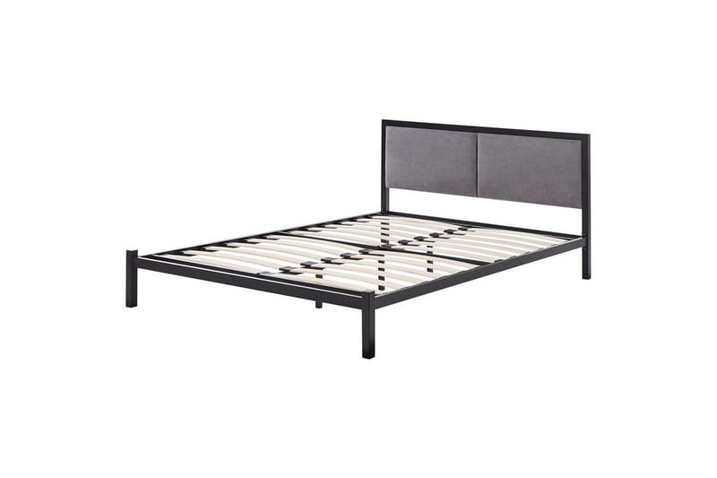 Dubbelsäng Beliani Clamart med lamellram Svart-Grå, 140x200 cm Black - Huonekalut - Sänky - Sänkykehikot & sängynrungot
