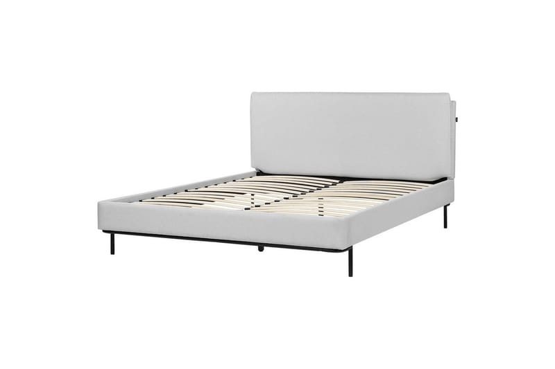 Dubbelsäng Beliani Corio med lamellram Beige-Svart, 140x200 cm Grey 160x200 - Huonekalut - Sänky - Sänkykehikot & sängynrungot