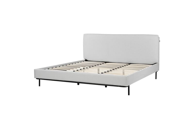 Dubbelsäng Beliani Corio med lamellram Beige-Svart, 140x200 cm Grey 180x200 - Huonekalut - Sänky - Sänkykehikot & sängynrungot