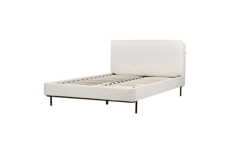 Dubbelsäng Beliani Corio med lamellram Beige-Svart, 140x200 cm White 140x200 - Huonekalut - Sänky - Runkopatjasängyt