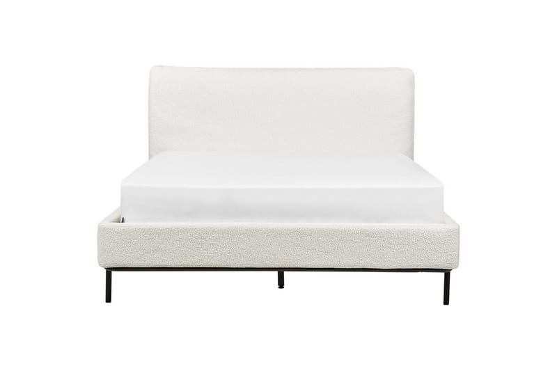 Dubbelsäng Beliani Corio med lamellram Beige-Svart, 140x200 cm White 140x200 - Huonekalut - Sänky - Runkopatjasängyt