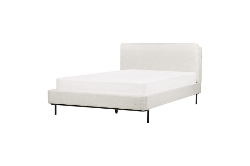 Dubbelsäng Beliani Corio med lamellram Beige-Svart, 140x200 cm White 140x200 - Huonekalut - Sänky - Runkopatjasängyt