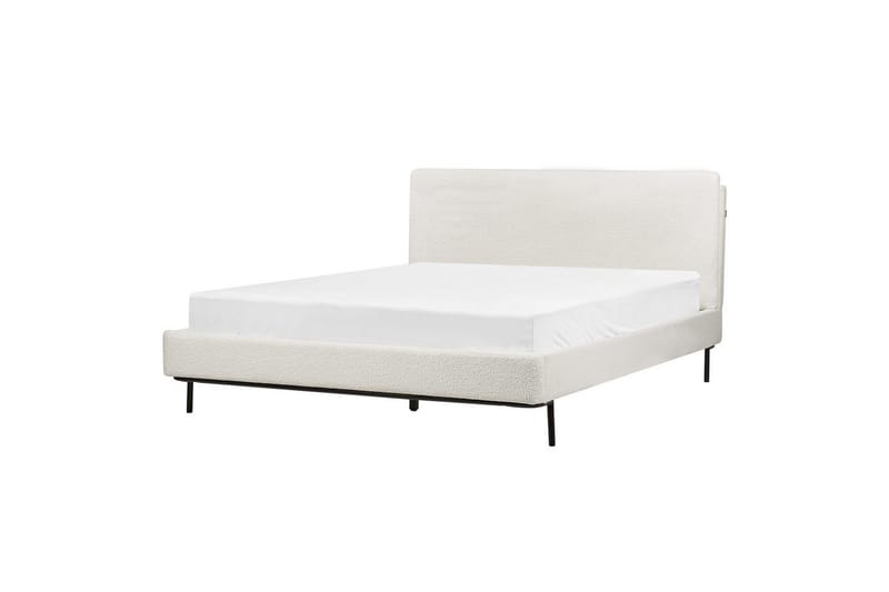 Dubbelsäng Beliani Corio med lamellram Beige-Svart, 140x200 cm White 160x200 - Huonekalut - Sänky - Runkopatjasängyt