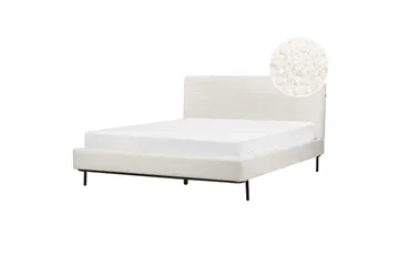 Dubbelsäng Beliani Corio med lamellram Beige-Svart, 140x200 cm White 160x200