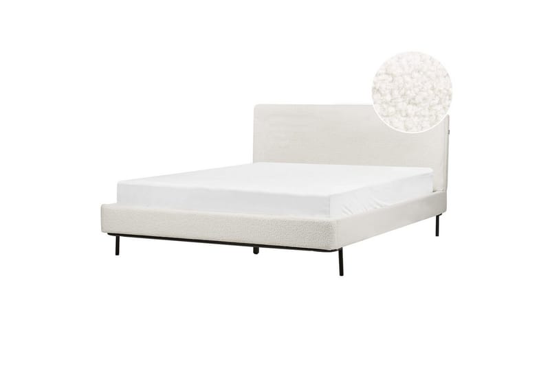 Dubbelsäng Beliani Corio med lamellram Beige-Svart, 140x200 cm White 160x200 - Huonekalut - Sänky - Runkopatjasängyt