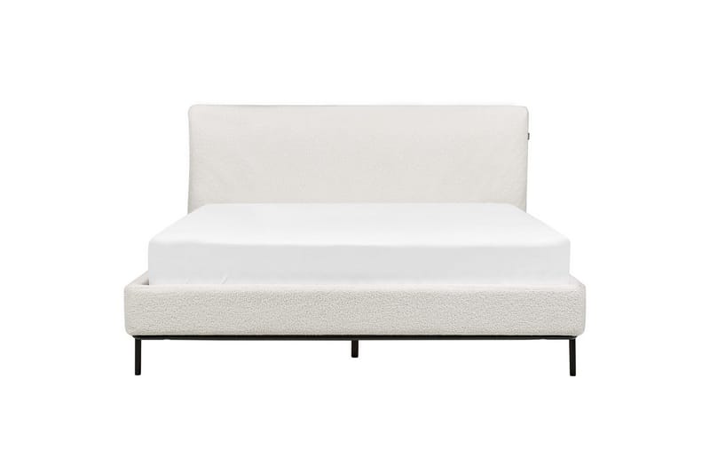 Dubbelsäng Beliani Corio med lamellram Beige-Svart, 140x200 cm White 160x200 - Huonekalut - Sänky - Runkopatjasängyt