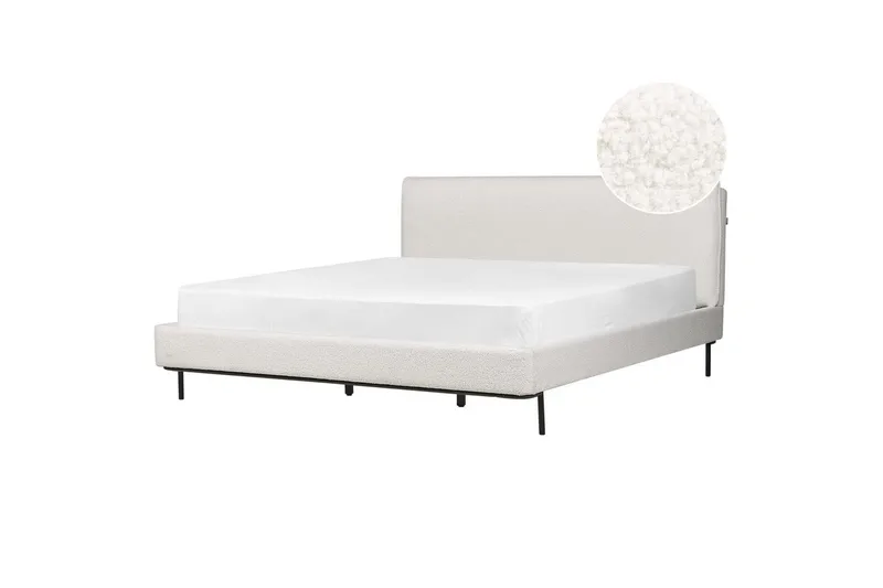 Dubbelsäng Beliani Corio med lamellram Beige-Svart, 140x200 cm White 180x200 - Huonekalut - Sänky - Runkopatjasängyt