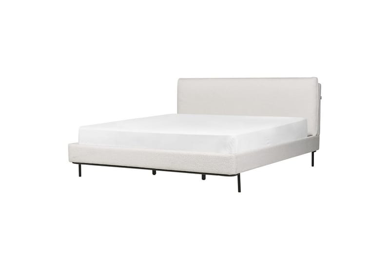 Dubbelsäng Beliani Corio med lamellram Beige-Svart, 140x200 cm White 180x200 - Huonekalut - Sänky - Runkopatjasängyt