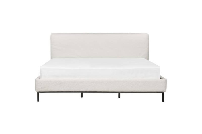 Dubbelsäng Beliani Corio med lamellram Beige-Svart, 140x200 cm White 180x200 - Huonekalut - Sänky - Runkopatjasängyt