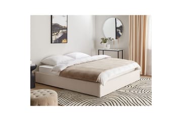 Dubbelsäng Beliani Dinan med lamellram Beige, 160x200 cm White 180x200 - Huonekalut - Sänky - Sänkykehikot & sängynrungot
