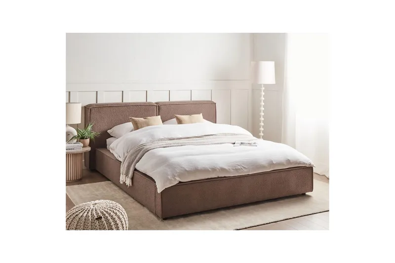 Dubbelsäng Beliani Linards med lamellram Brun-Svart, 160x200 cm Brown 180x200 VALUE_MISSING_2 - Huonekalut - Sänky - Sänkykehikot & sängynrungot