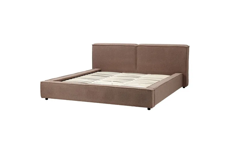 Dubbelsäng Beliani Linards med lamellram Brun-Svart, 160x200 cm Brown 180x200 VALUE_MISSING_2 - Huonekalut - Sänky - Sänkykehikot & sängynrungot