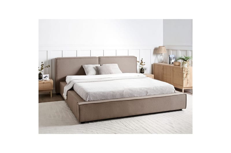 Dubbelsäng Beliani Linards med lamellram Brun-Svart, 160x200 cm Brown 180x200 VALUE_MISSING_4 - Huonekalut - Sänky - Sänkykehikot & sängynrungot