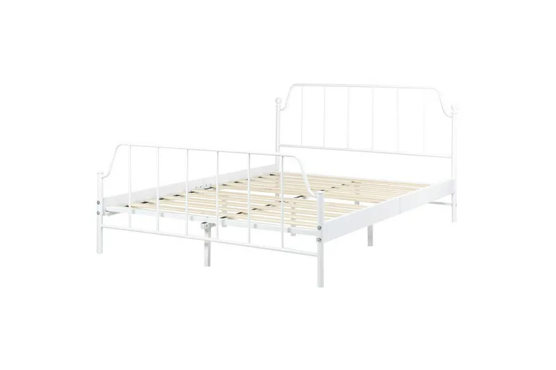 Dubbelsäng Beliani Mauressac med lamellram Svart, 140x200 cm White 140x200 - Huonekalut - Sänky - Sänkykehikot & sängynrungot