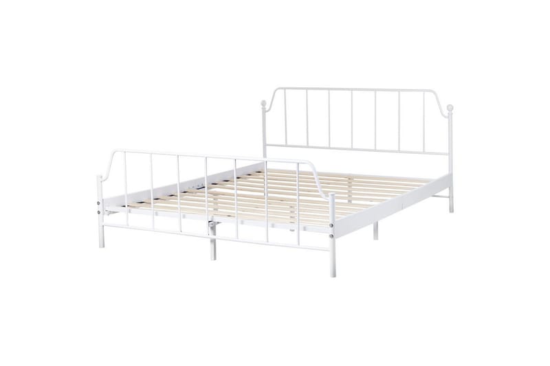 Dubbelsäng Beliani Mauressac med lamellram Svart, 140x200 cm White 160x200 - Huonekalut - Sänky - Sänkykehikot & sängynrungot