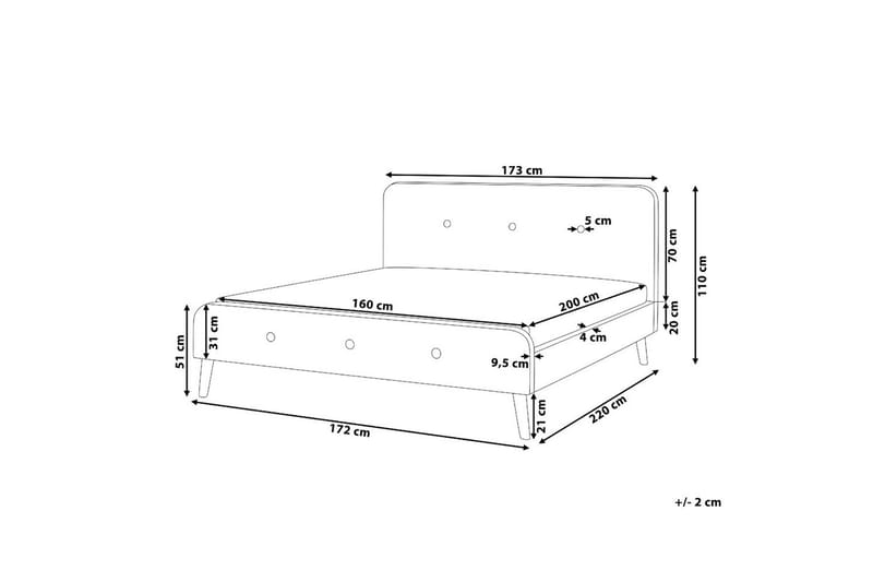 Dubbelsäng Beliani Rennes II med lamellram Grey - Huonekalut - Sänky - Sänkykehikot & sängynrungot