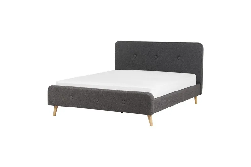 Dubbelsäng Beliani Rennes II med lamellram Grey, undefined