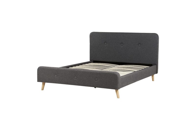 Dubbelsäng Beliani Rennes II med lamellram Grey - Huonekalut - Sänky - Sänkykehikot & sängynrungot