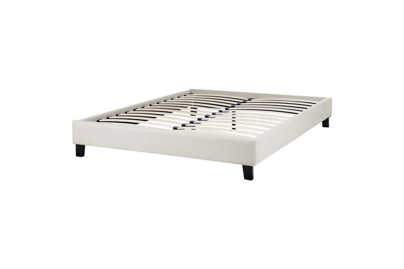 Dubbelsäng Beliani Roanne med lamellram Beige-Mörkt Trä, 140x200 cm, Bouclé Beige 140x200 VALUE_MISSING_1 - Huonekalut - Sänky - Sänkykehikot & sängynrungot