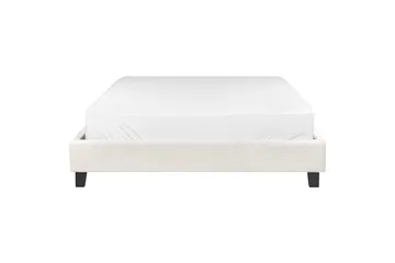 Dubbelsäng Beliani Roanne med lamellram Beige-Mörkt Trä, 140x200 cm, Bouclé Beige 140x200 VALUE_MISSING_2 - Huonekalut - Sänky - Runkopatjasängyt