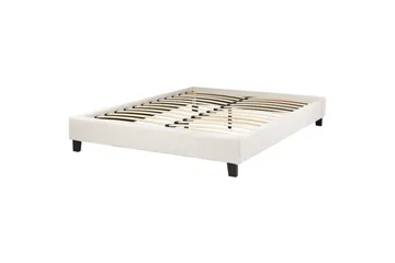 Dubbelsäng Beliani Roanne med lamellram Beige-Mörkt Trä, 140x200 cm, Bouclé Beige 140x200 VALUE_MISSING_2 - Huonekalut - Sänky - Runkopatjasängyt
