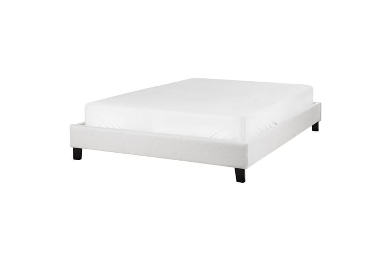 Dubbelsäng Beliani Roanne med lamellram Beige-Mörkt Trä, 140x200 cm, Bouclé Grey 140x200 VALUE_MISSING_5 - Huonekalut - Sänky - Runkopatjasängyt