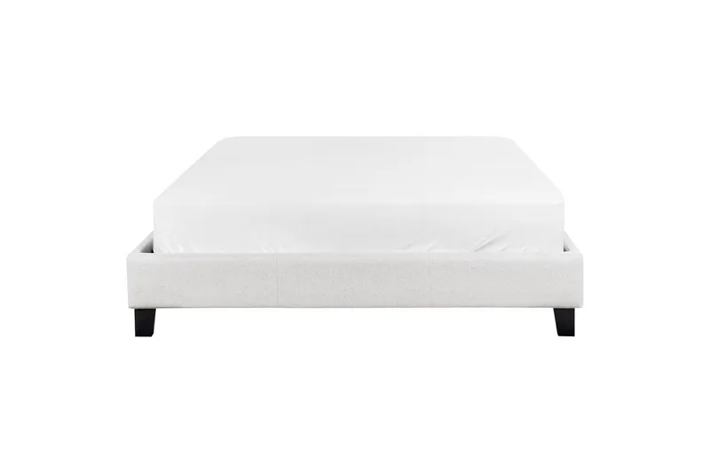 Dubbelsäng Beliani Roanne med lamellram Beige-Mörkt Trä, 140x200 cm, Bouclé Grey 140x200 VALUE_MISSING_5 - Huonekalut - Sänky - Runkopatjasängyt